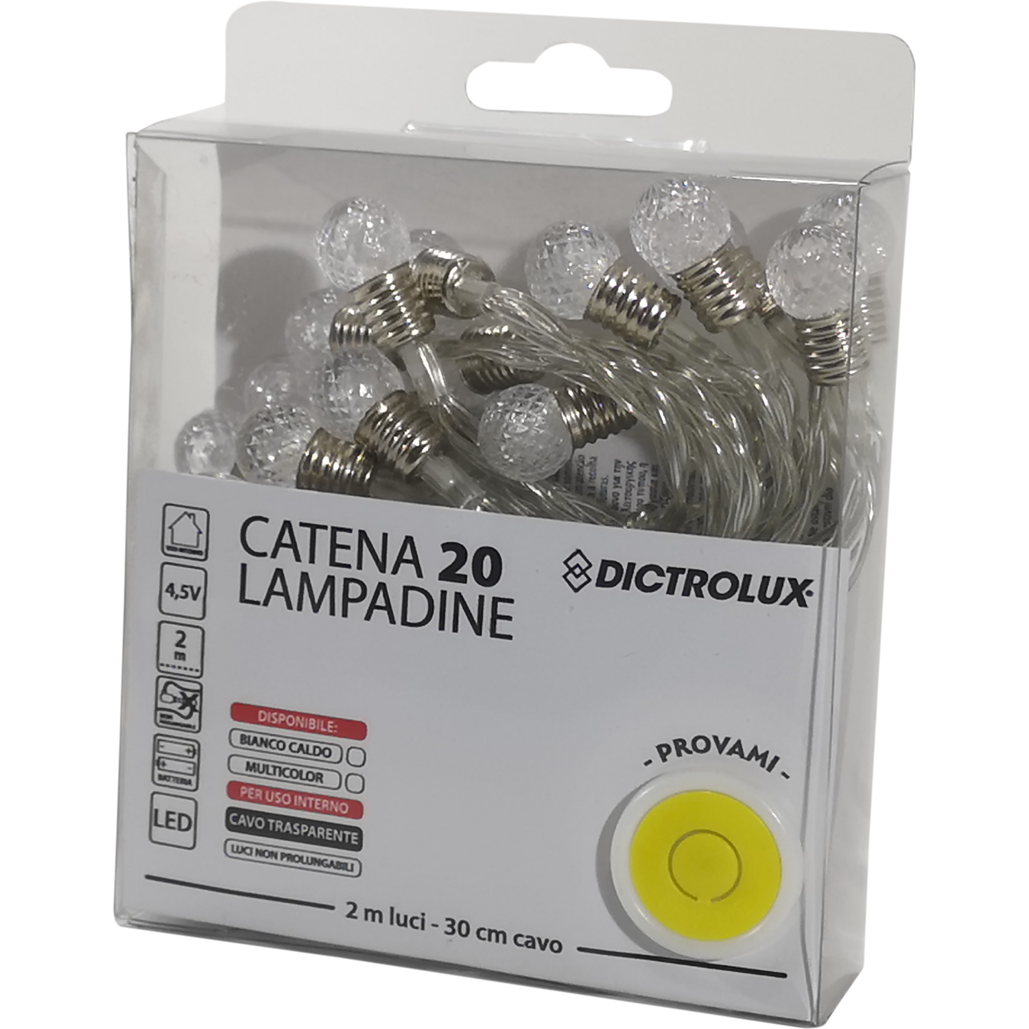 DICTROLUX - Catena Luminosa 20 LED Multicolor 2 metri